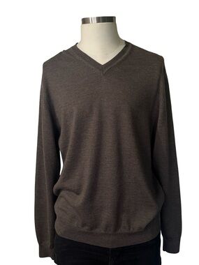 Cashmere Joseph & Lyman Pull Over V-Neck Sweater XL Brown